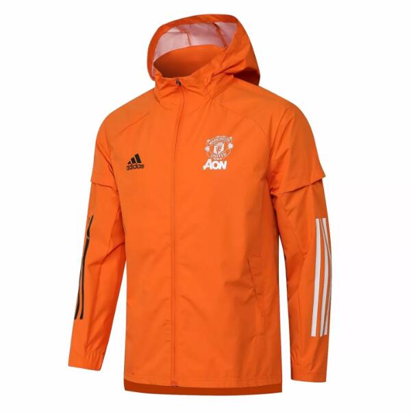 Manchester United Orange Hoodie Windbreaker Jacket 2020/21